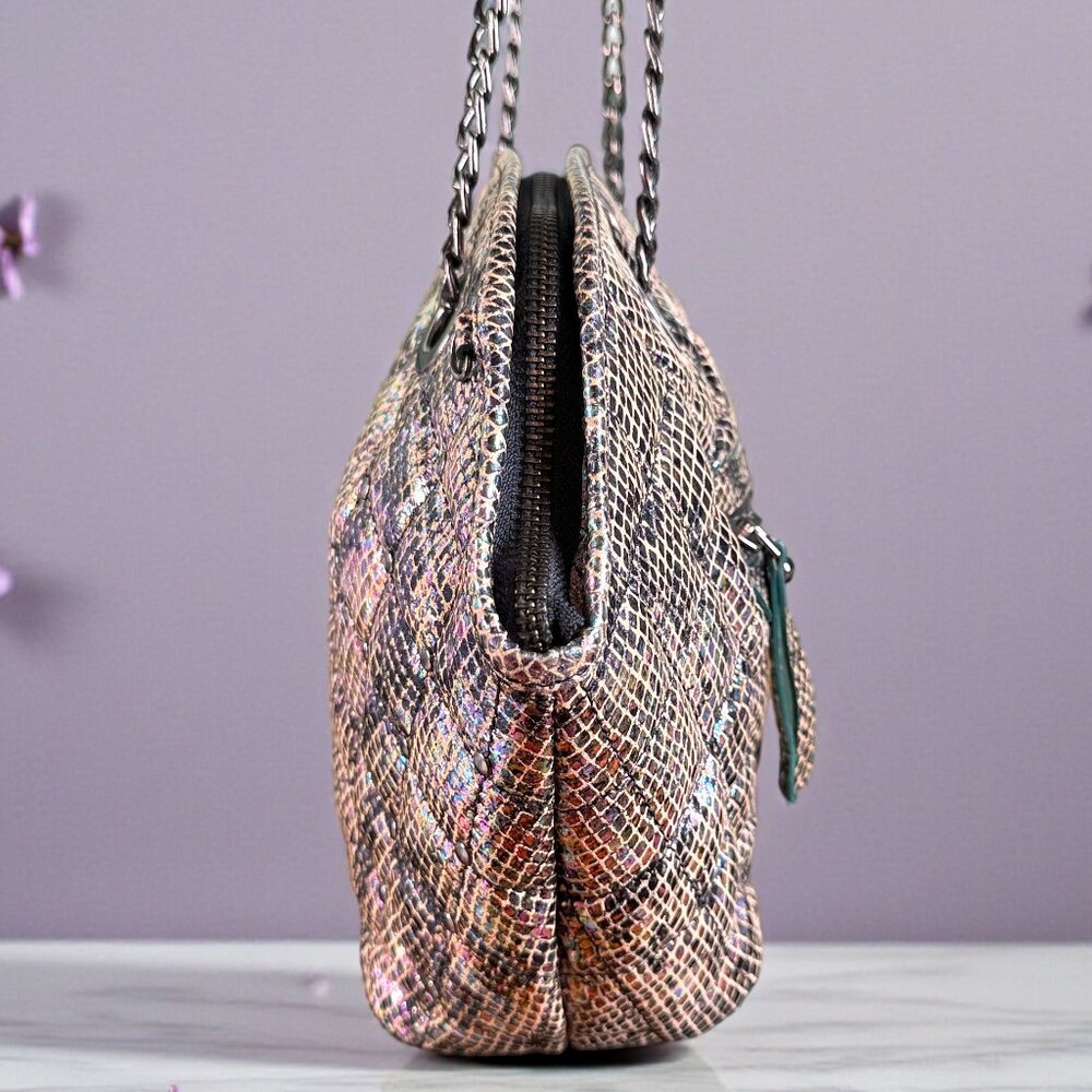 Sharif Metallic Python Embossed Leather Dome Conv… - image 11